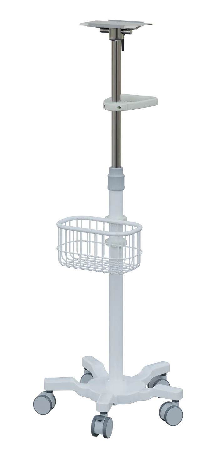 VM - 02 pojízdný stojan na lékařské přístroje s košíkem